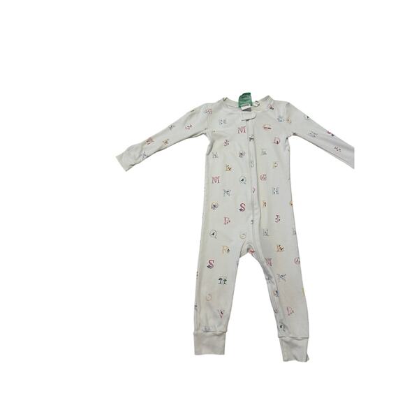 Grace & James Kids 2T White Alphabet Print Long Sleeve Zip Up Onesie - Picture 2 of 8